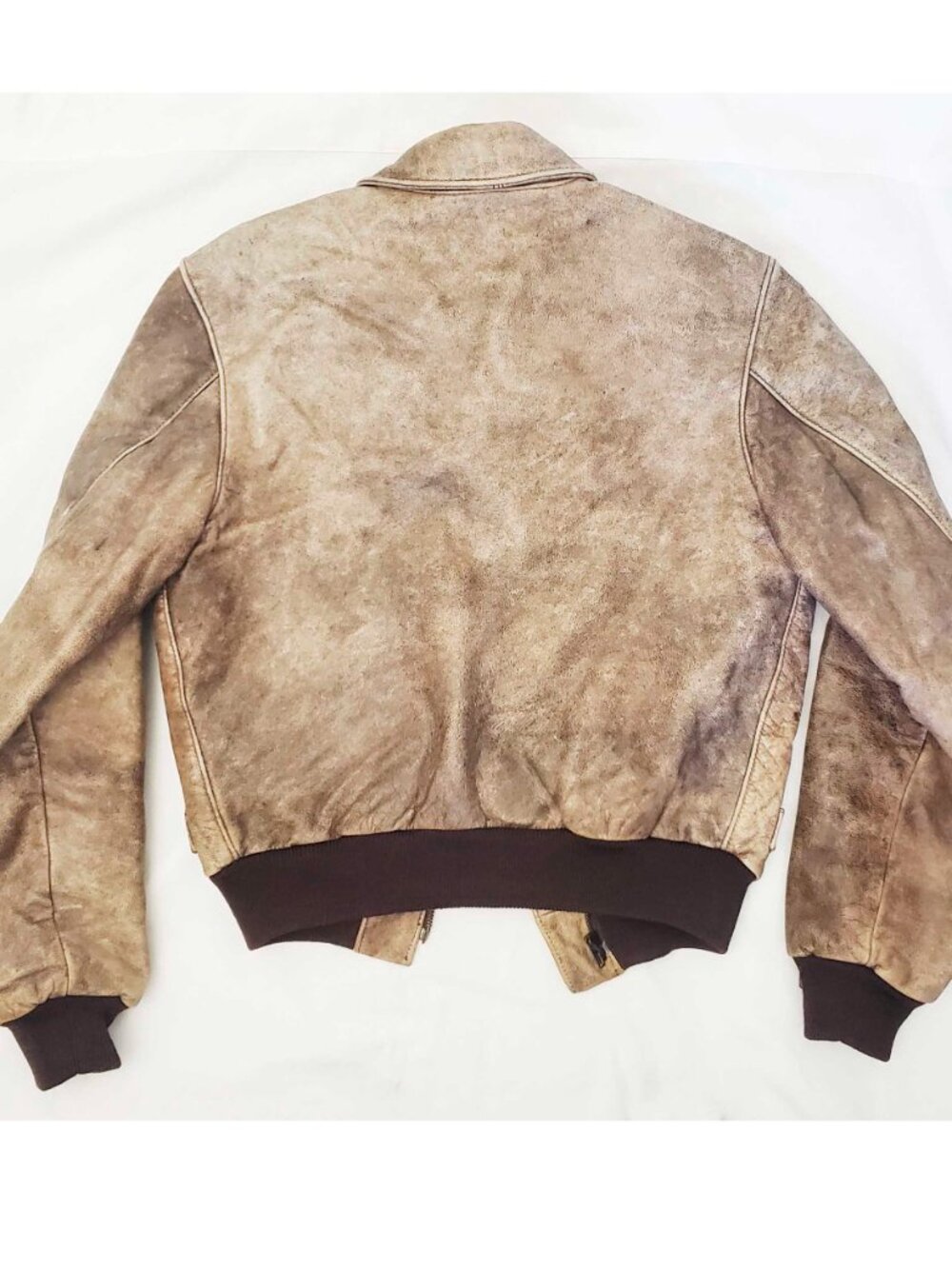 VTG L.L. Bean Women's "Flying Tiger" A-2 Leather Jacket Brown Bomber USA Made 6 - Picture 6 of 12